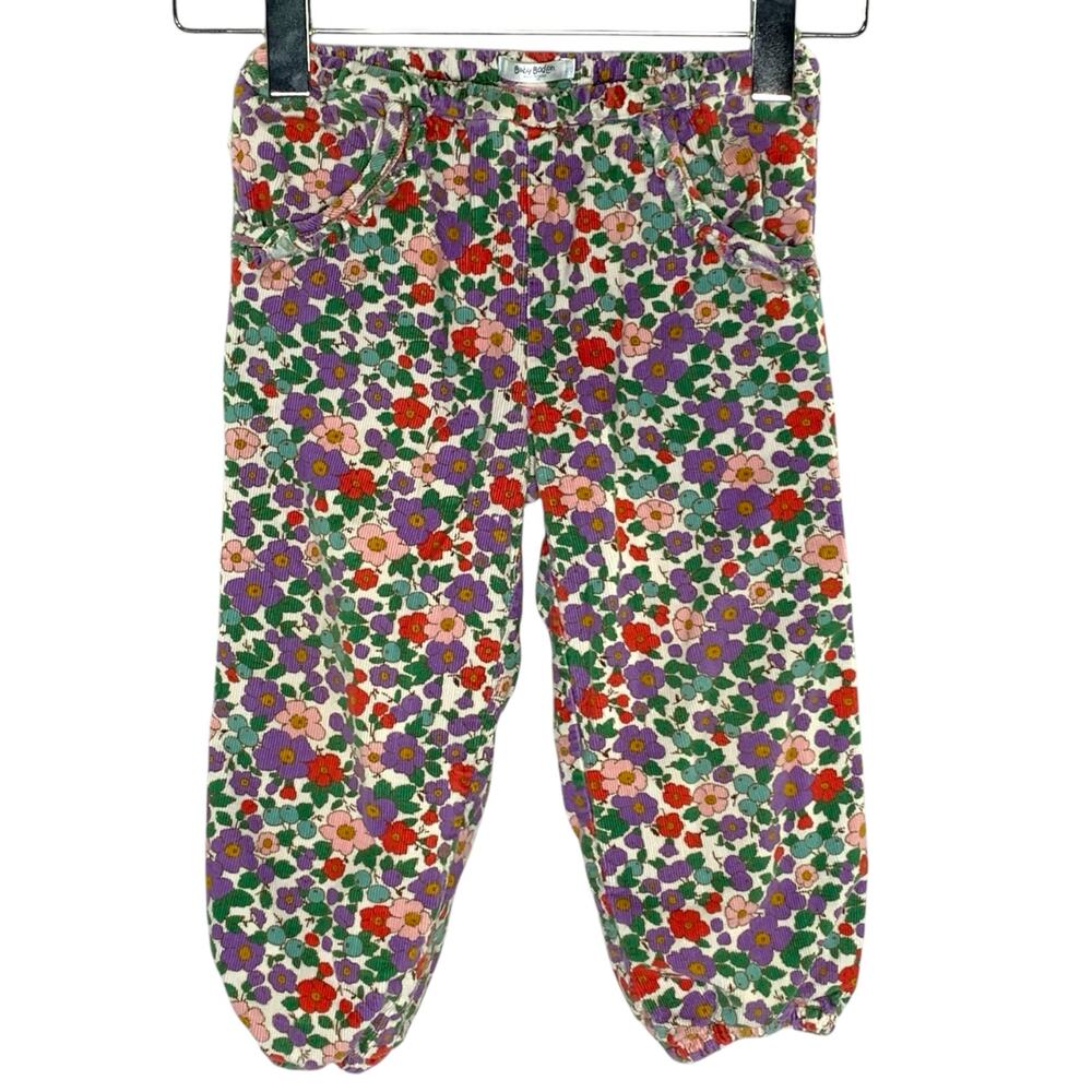 Mini Boden Floral Print Elastic Hem Cotton Shorts - Purple, Red, Green